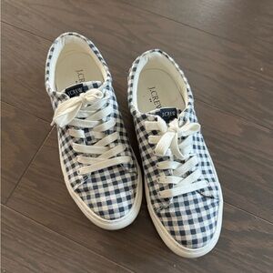 J. Crew Women's Navy Gingham Plaid Sneakers